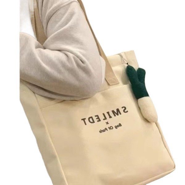 2024 The Latest Student Office Worker Portable Tote Bag Canvas Bucket Cute Bucket Type Hand Bag Bento Bao Ma Going Out Handbag