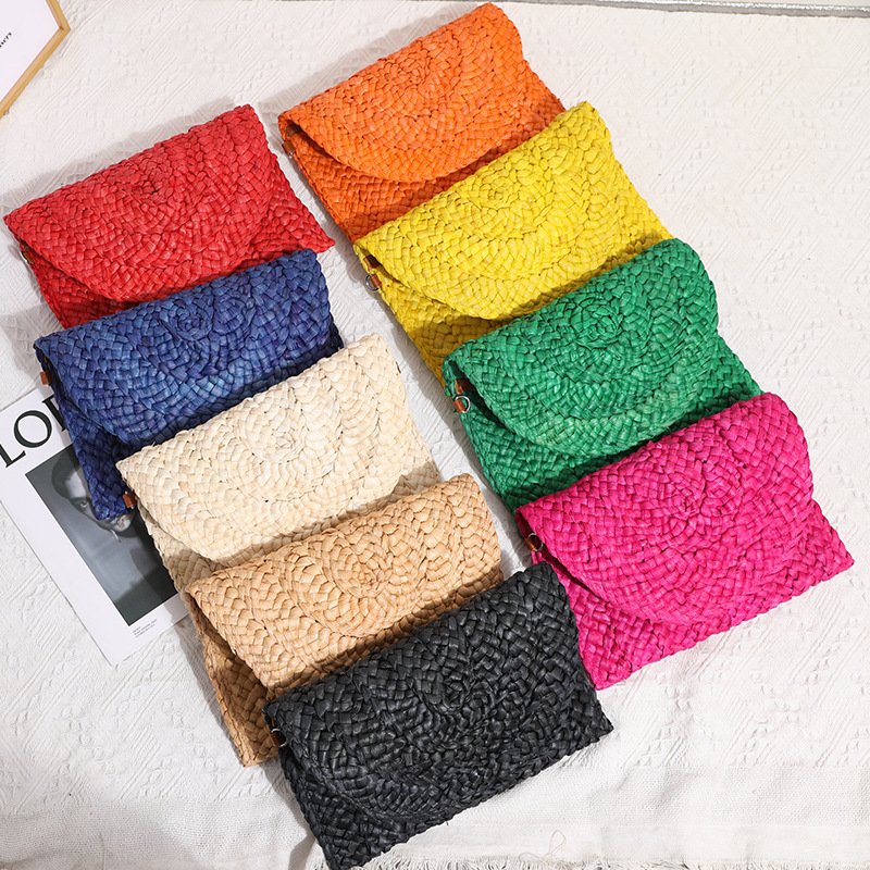 Custom design logo crochet phone purse bag handbag para mujeres embragues clutch evening bags straw bag