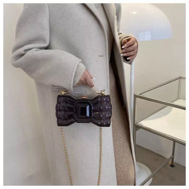 Wholesale Summer Ladies Transparent Bowknot Purse Crossbody Handbag Women Clear Acrylic Evening Bag