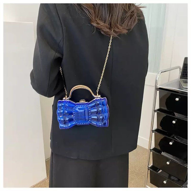 Wholesale Summer Ladies Transparent Bowknot Purse Crossbody Handbag Women Clear Acrylic Evening Bag