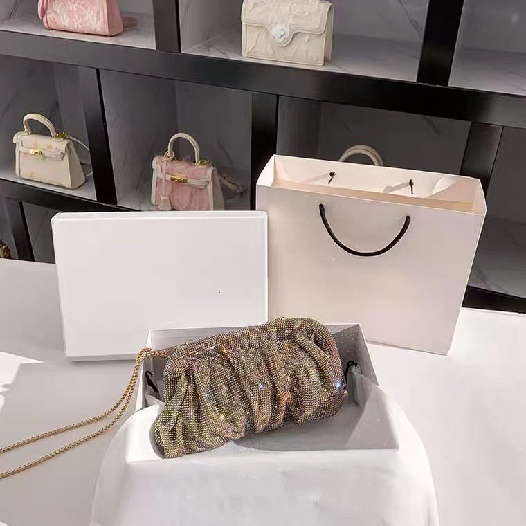 Luxury Shiny Rhinestone Evening Clutch Bags Women New Folds Crystal Clip Purses and Handbags Designer Wedding Party Quality