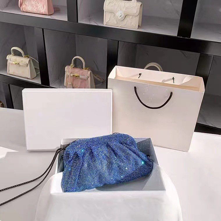 Luxury Shiny Rhinestone Evening Clutch Bags Women New Folds Crystal Clip Purses and Handbags Designer Wedding Party Quality