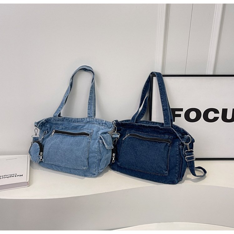 Reusable Women Shoulder Cross Body Denim bags Black,designer Large Denim Cute University Tote bags For Girls University Students