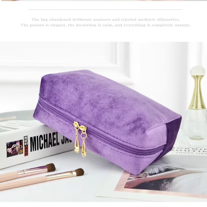 New Large Capacity Velvet Clutch Makeup Bag For Women Portable Fashion Travel Quilted Cosmetic Makeup Bag