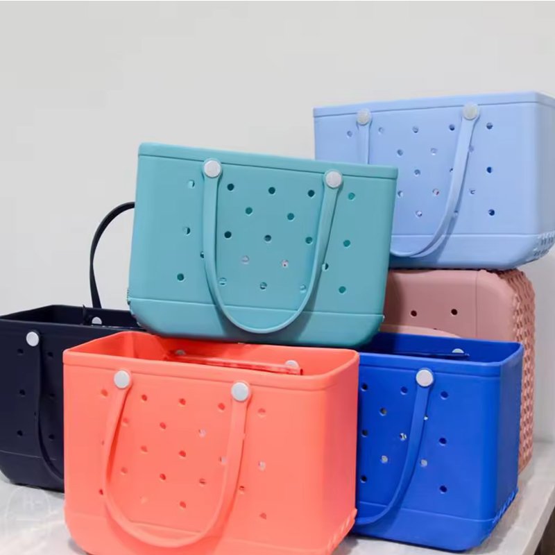 EVA Bogg Beach Bag Rubber Waterproof Travel Tote Bag for Women Washable Tote Bag Handbag For Sports Beach Market Pool