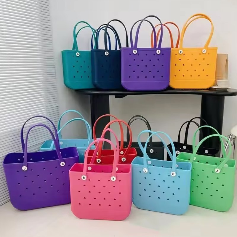 EVA Bogg Beach Bag Rubber Waterproof Travel Tote Bag for Women Washable Tote Bag Handbag For Sports Beach Market Pool