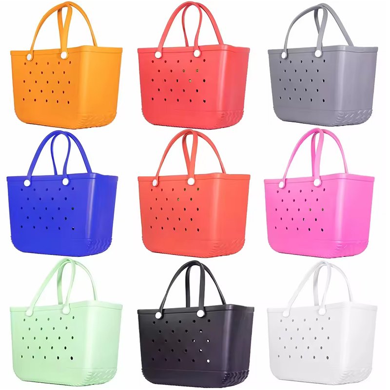EVA Bogg Beach Bag Rubber Waterproof Travel Tote Bag for Women Washable Tote Bag Handbag For Sports Beach Market Pool