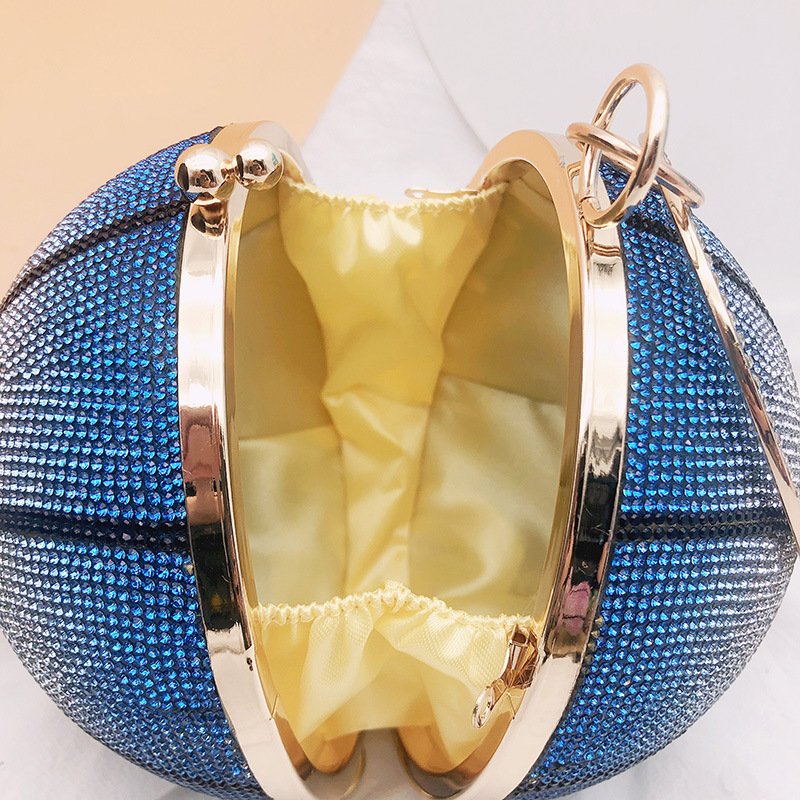 2022 Unique Gradient Color Basketball Purses Girls Handbags for Women Luxury Ladies Glitter Rhinestone Crystal Evening Bags