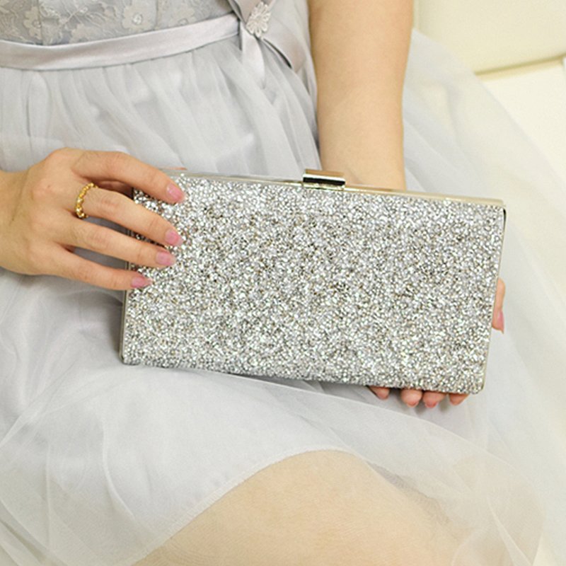 fashion women bling party wedding vintage gold silver black glitter evening envelope clutches