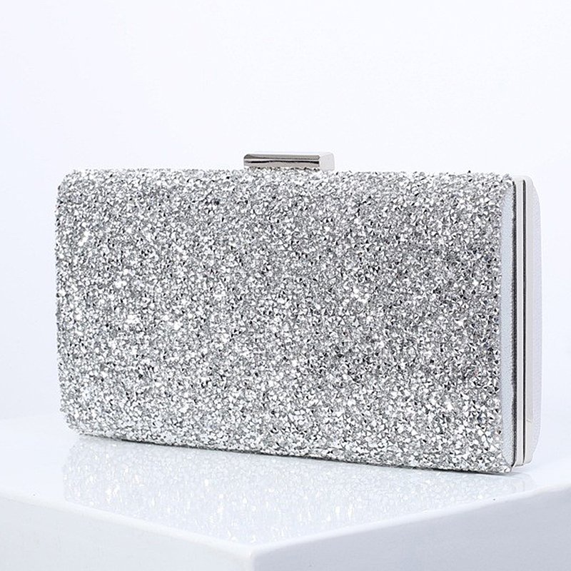 fashion women bling party wedding vintage gold silver black glitter evening envelope clutches