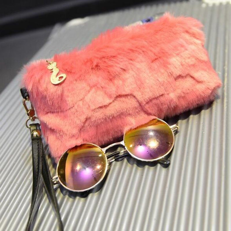 Winter Faux Fur Ladies Coin Purse Mini Evening Bags Clutch Bag