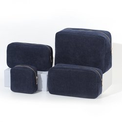 4 sizes 1 set navy corduroy cosmetic bag