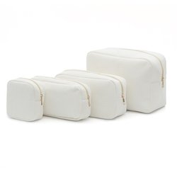 4 sizes 1 set white corduroy cosmetic bag