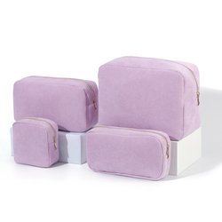 4 sizes 1 set purple corduroy cosmetic bag