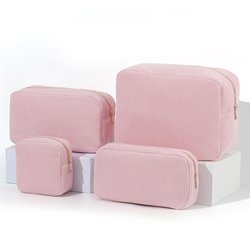 4 sizes 1 set pink corduroy cosmetic bag