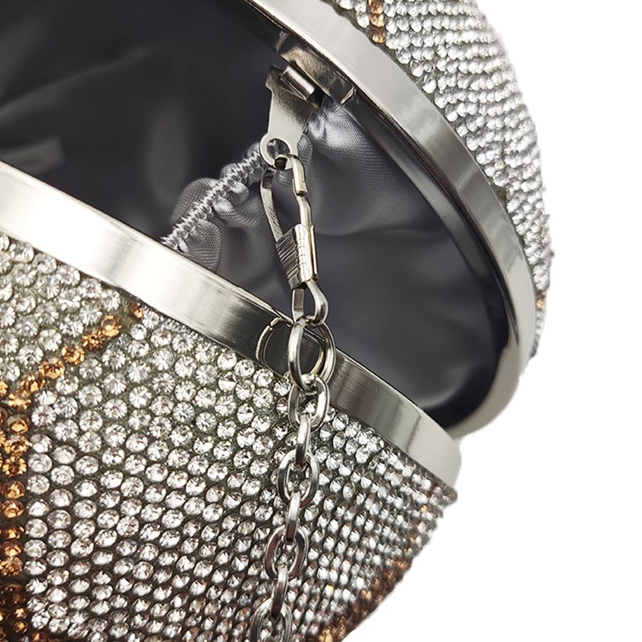 Custom Bags manufacturer glitter rhinestone golden soccer bag children designer evening cross body side bags for ladies 3043