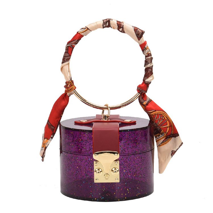 2021 Summer New Design Luxury Transparent Acrylic Evening Bags Small Women Ladies Purses and Handbags with Silk Scarf Handle
