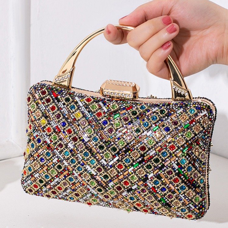 Women Vintage Rhinestone Banquet Chain Bag Diamonds Ladies Evening Clutch Purses Handbag