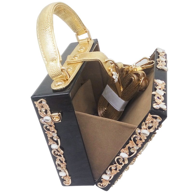 Fashion And Exquisite Trends Box Evening Bag Embroidered Floral Luxury Party Bag Acrylic Clutch Purses for Women