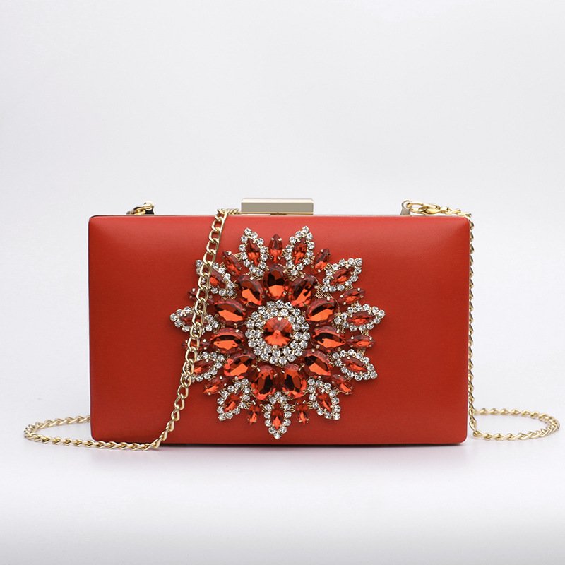 Fashion dinner Pu leather diamond white clutch bag wedding ladies bridal purse for women