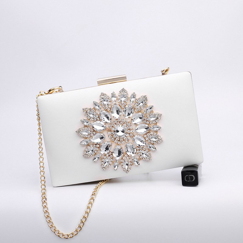 Fashion dinner Pu leather diamond white clutch bag wedding ladies bridal purse for women
