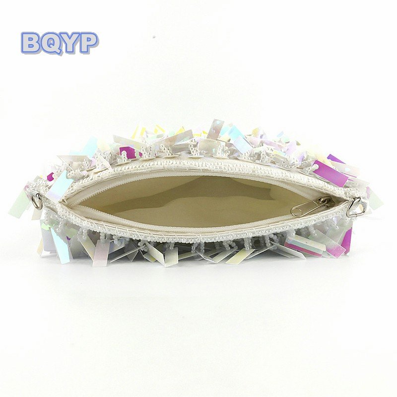 Glitter shiny evening bag clutch handmade beading shoulder handbag