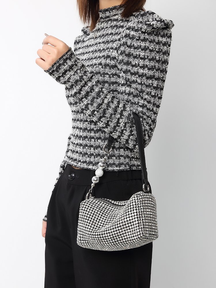 Factory wholesale low MOQ large capacity diamond square ladies luxury rhinestone evening bag
