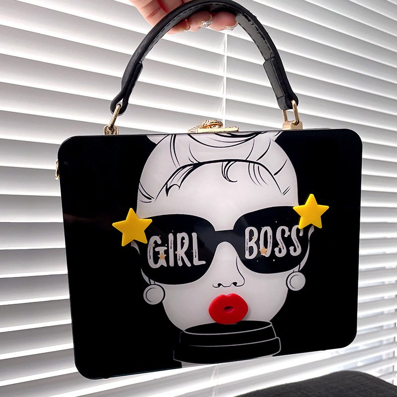 2023 Fashion acrylic high quality hand tote bag shoulder purse and handbags printing evening bags for women