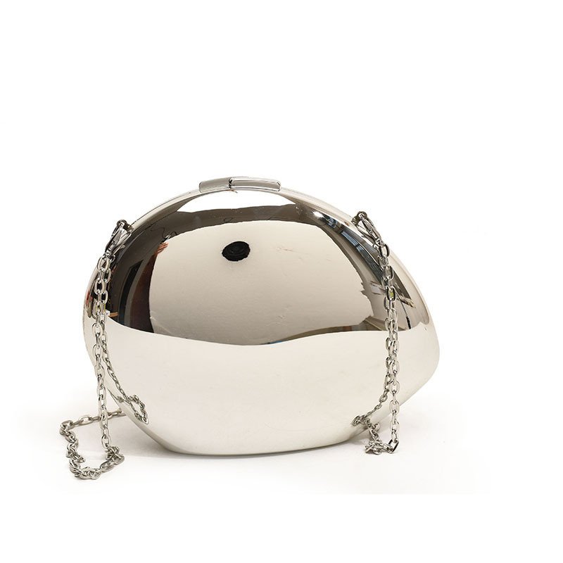 Women Geometric Handbag Egg Acrylic Evening Bag Purse Metallic Style Clutch Purse for Wedding Cocktail Party