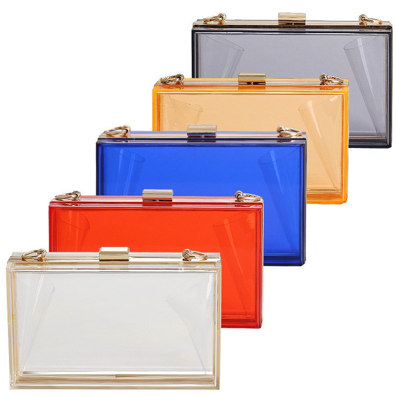 Fashion 2022 New Arrivals Acrylic Clutch Women Acrylic Crystal Wedding Party Evening Bag With Chain Clear Acrylic Purse
