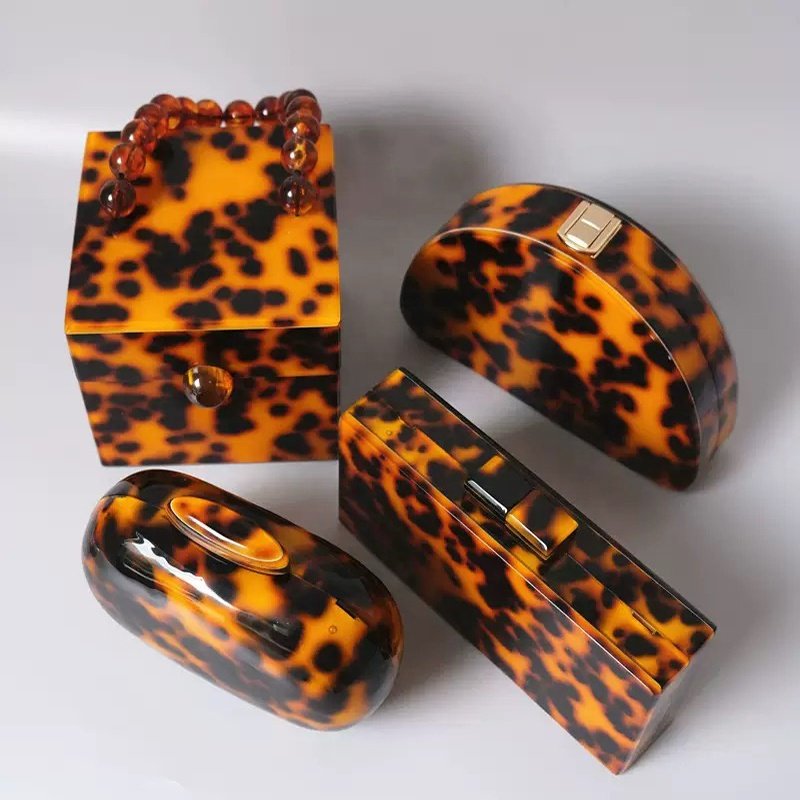 2021 new design Acrylic square Clutch Bag Handbag round bead chain Purse party Evening luxury Bags for women ladies