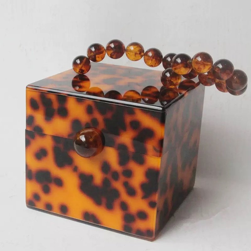 2021 new design Acrylic square Clutch Bag Handbag round bead chain Purse party Evening luxury Bags for women ladies