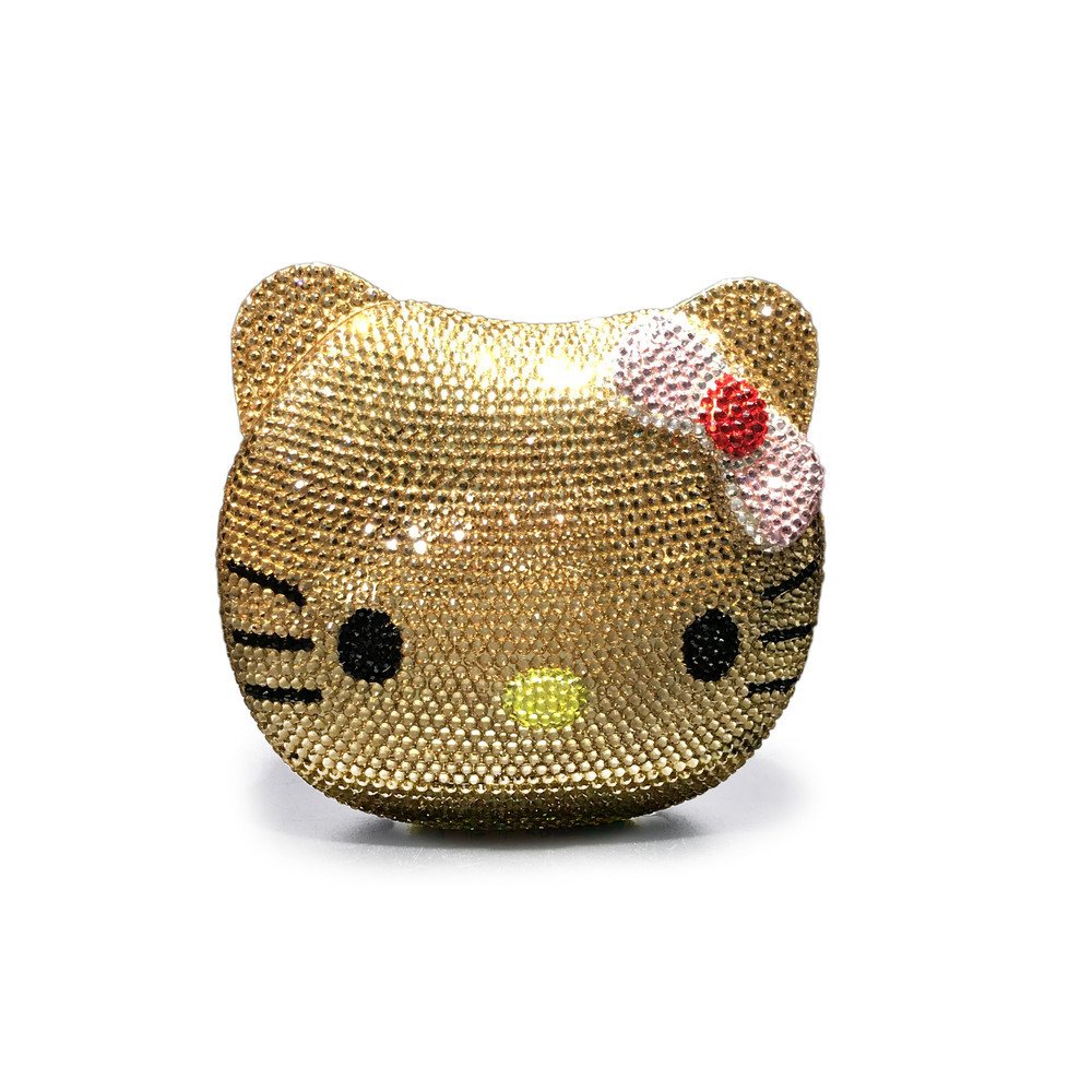 Evening Party Purse Factory Wholesales Luxury Fully Crystal Rhinestone Clutch Evening Bag For Formal Party 3d Cat Purse