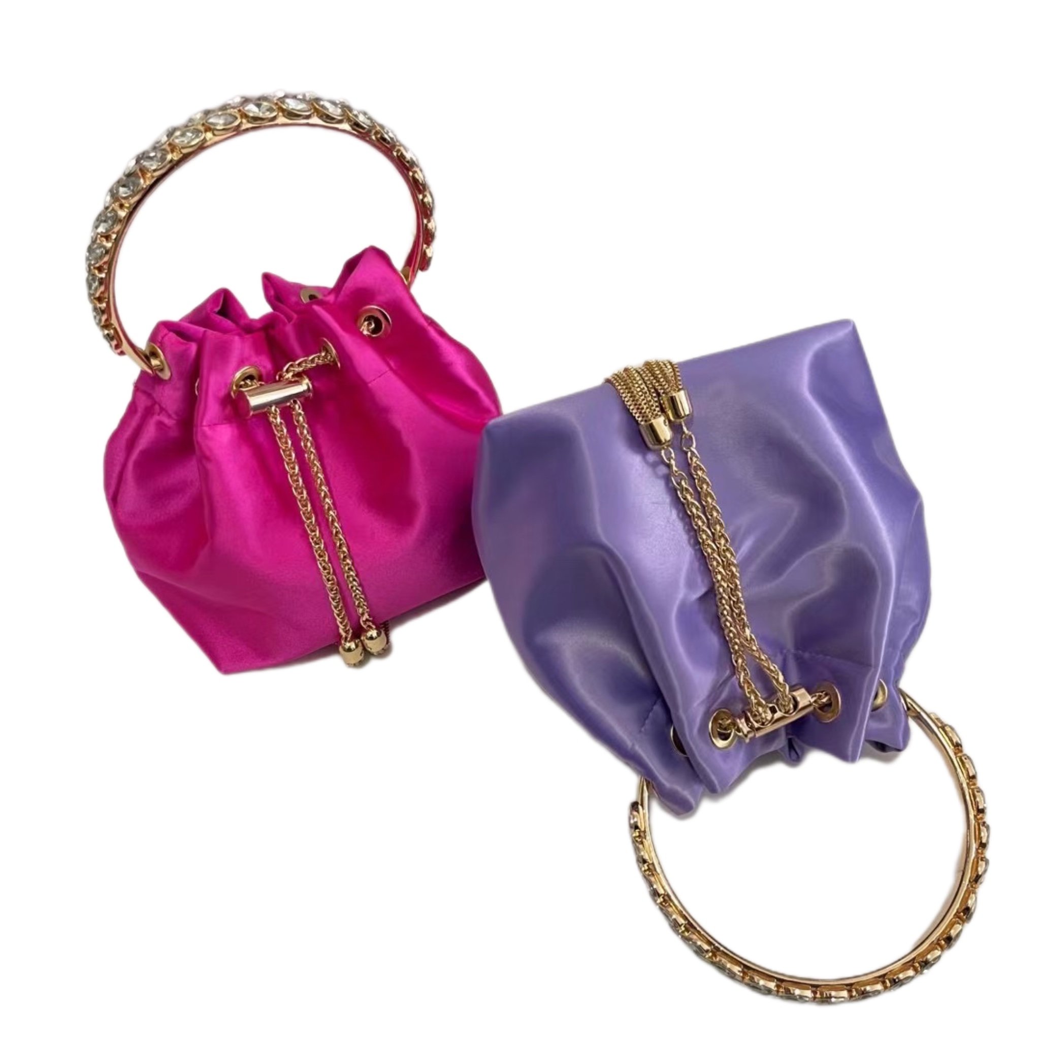 2024 New Tassel Evening Bag European and American Fashion Handbag Silk Luxury Handbag Pull Rope Design Women's Bucket Bag