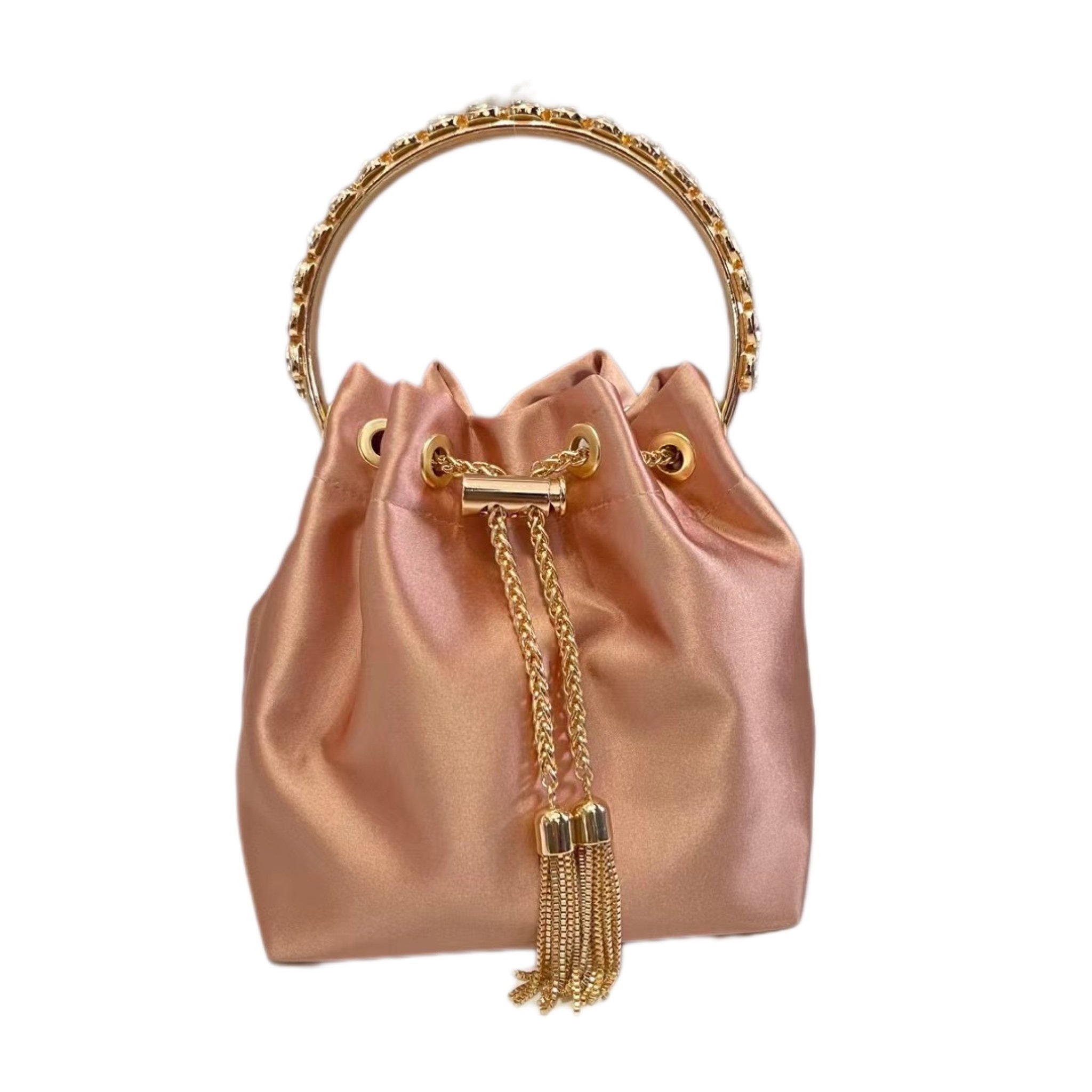 2024 New Tassel Evening Bag European and American Fashion Handbag Silk Luxury Handbag Pull Rope Design Women's Bucket Bag