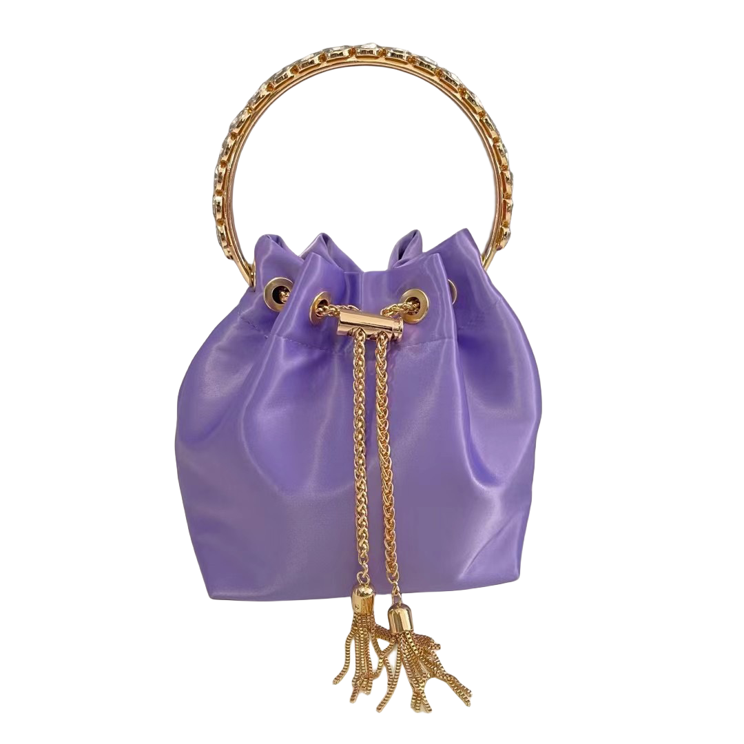 2024 New Tassel Evening Bag European and American Fashion Handbag Silk Luxury Handbag Pull Rope Design Women's Bucket Bag