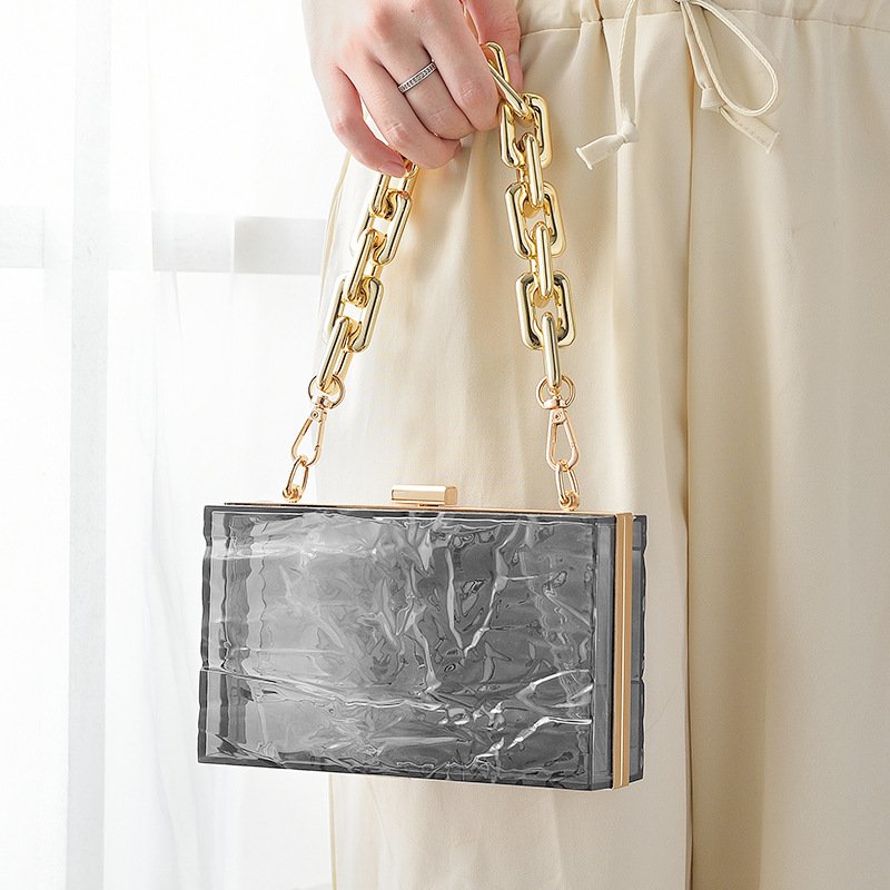2023 new arrivals acrylic evening bag water ripple square purses with chain straps ice crack luxury clutch bag evening bags