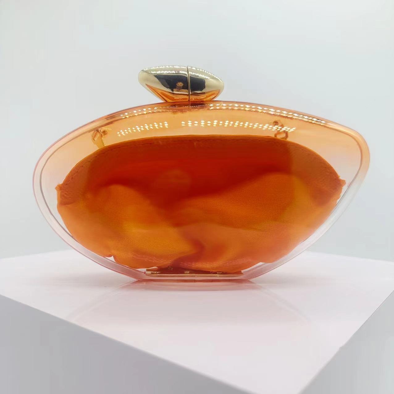 Transparent Acrylic Evening Bags Women Boutique Graduated Color Oval-shaped Clutch Purses Women Shoulder Totes Handbags