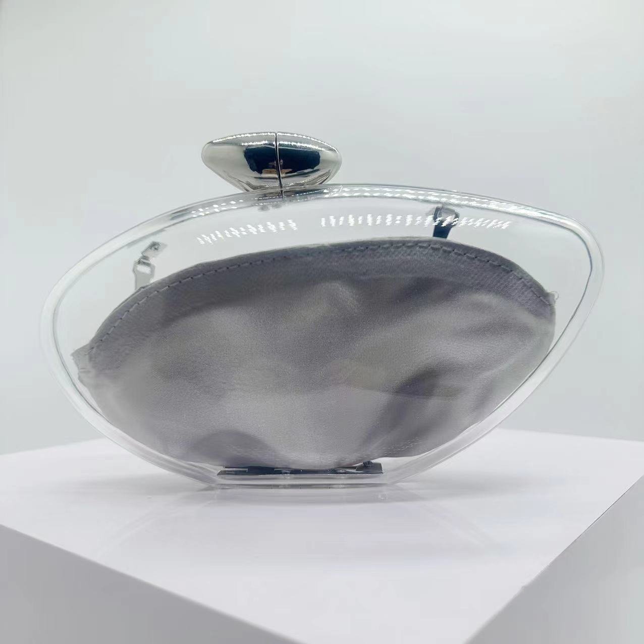 Transparent Acrylic Evening Bags Women Boutique Graduated Color Oval-shaped Clutch Purses Women Shoulder Totes Handbags