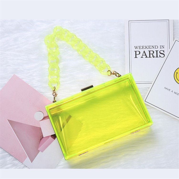 Fashion luxury crystal bridal clear acrylic box clutch bag women wedding evening handbag purse clutch bag