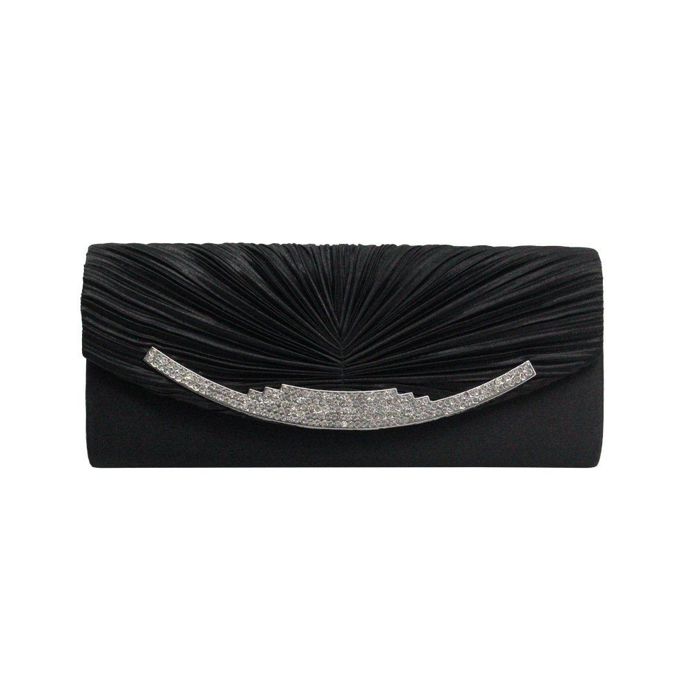 Fashionable plain silk drape rhinestone lady's hand bag Single shoulder cross bag Evening bag