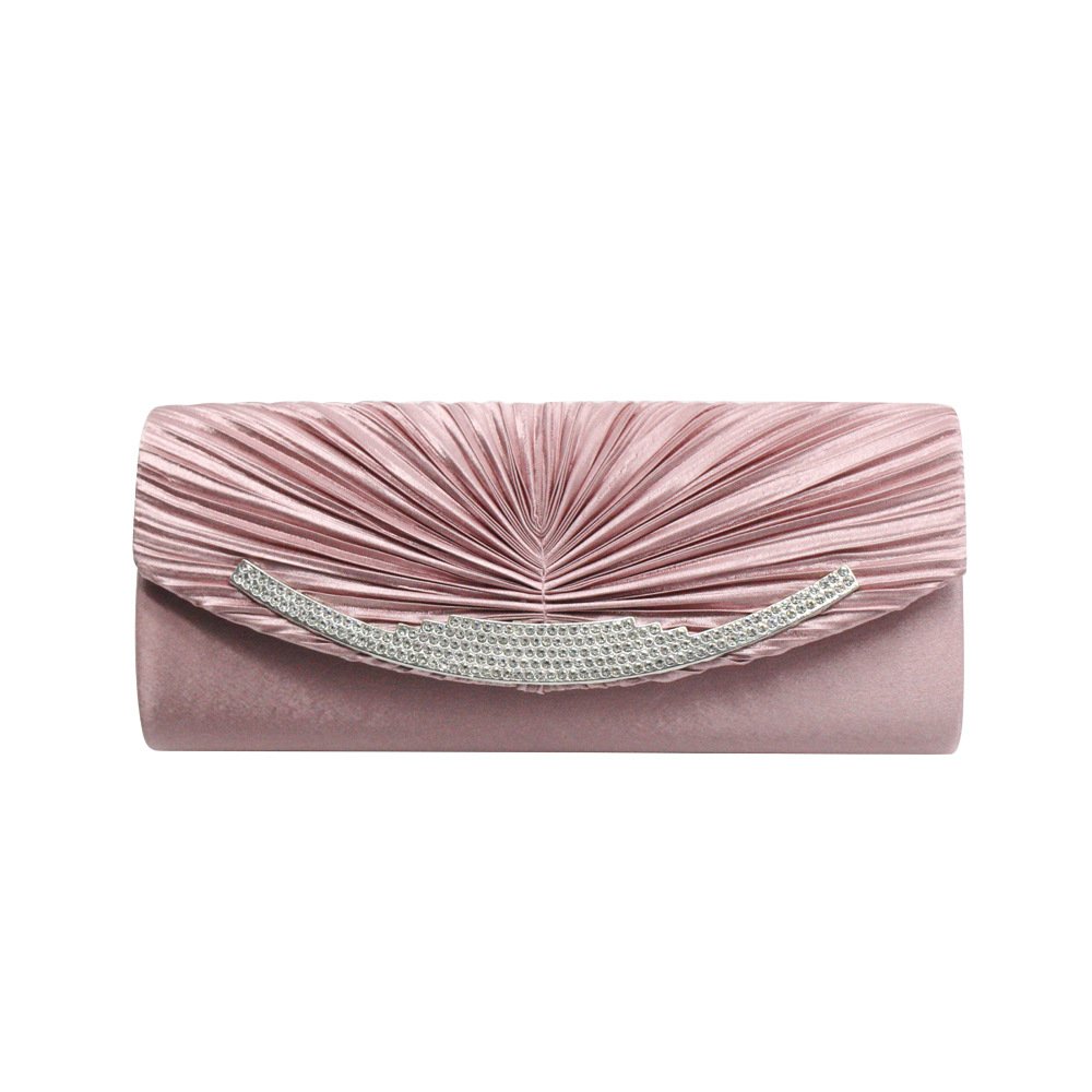 Fashionable plain silk drape rhinestone lady's hand bag Single shoulder cross bag Evening bag