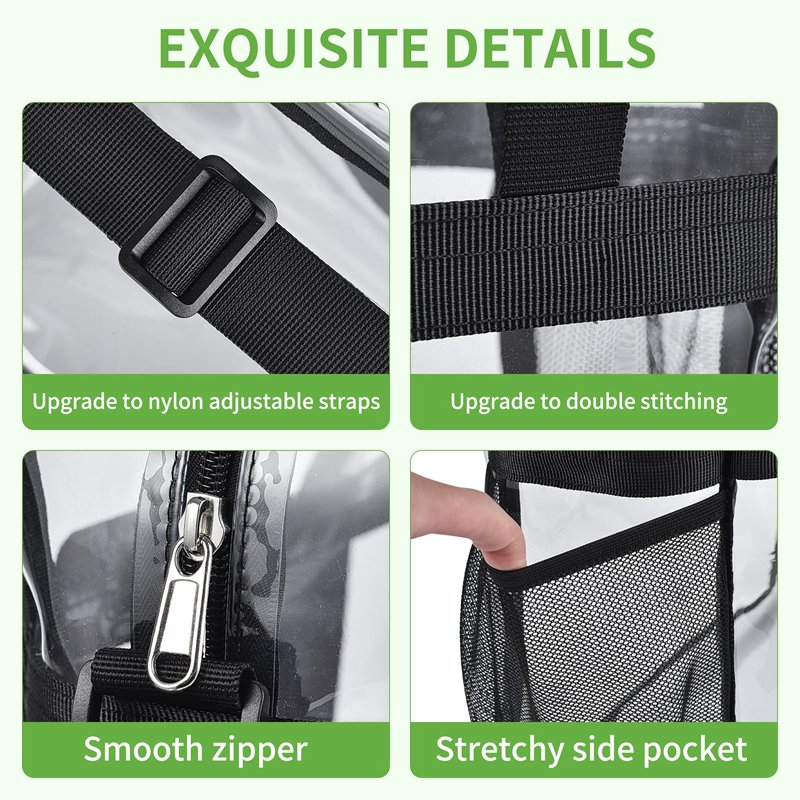 OEM ODM PVC Clear Tote Bag Stadium Approved See Through Lunch Bag with Front Pockets Transparent Totebag for Concerts Handbags