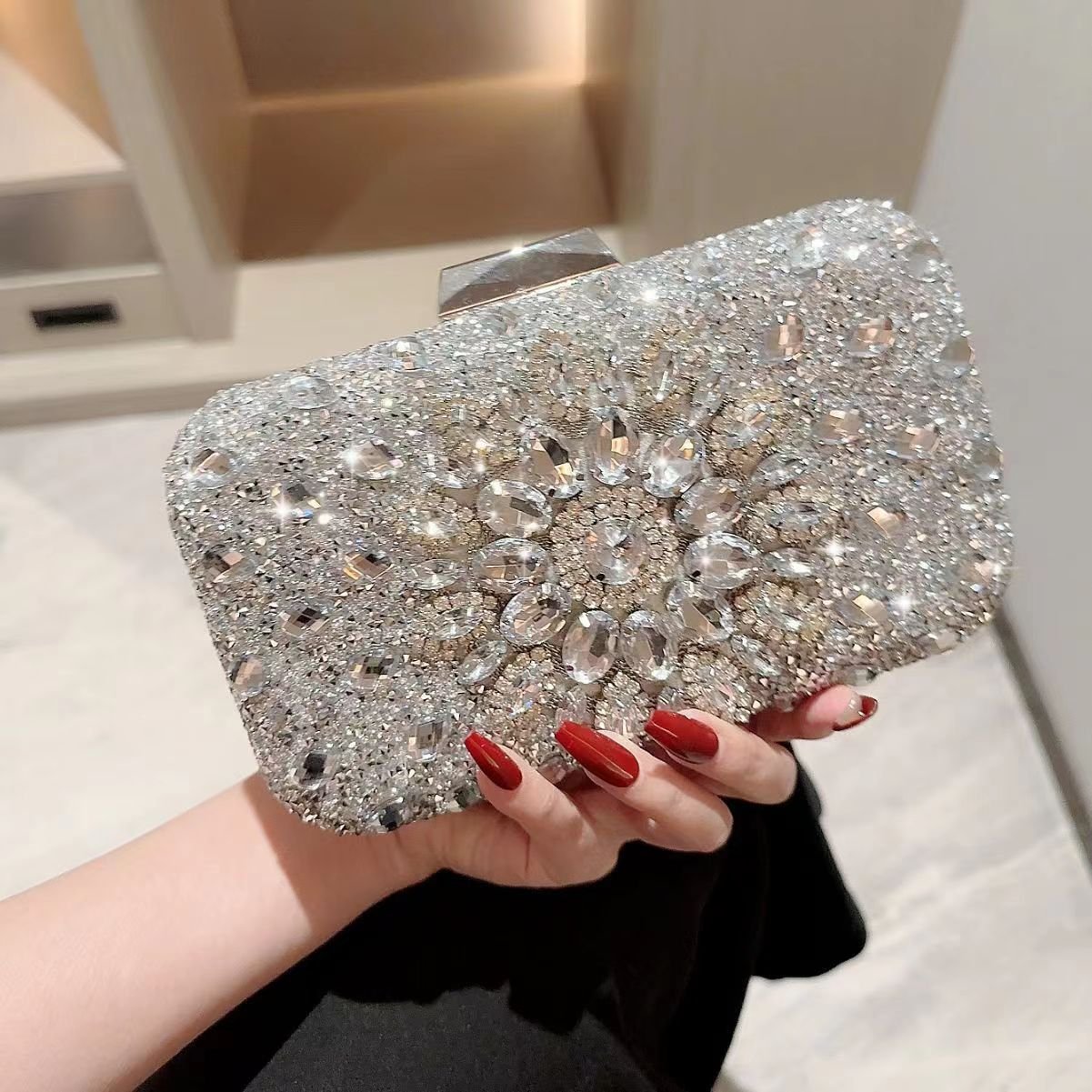 wholesale popular sale crossbody bags women purse colorful full rhinestone evening bags clutch luxury