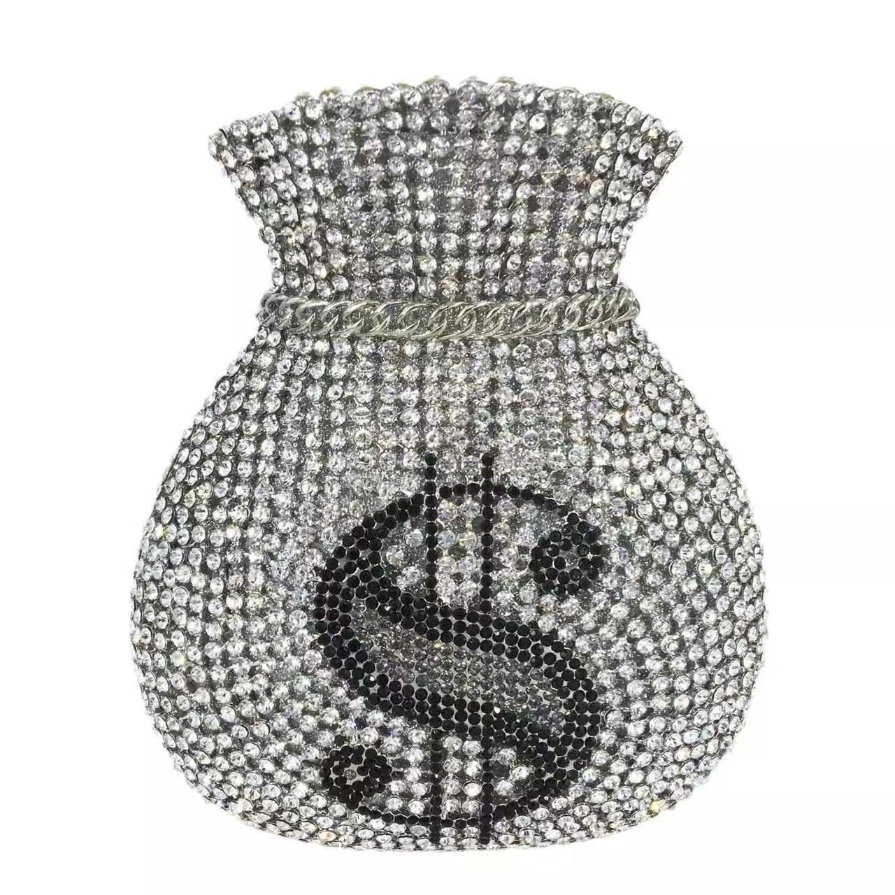Luxury Us Dollar Sign Diamond Crystal Rhinestone Women Bling Clutch Purse Money Party Ball evening Bag