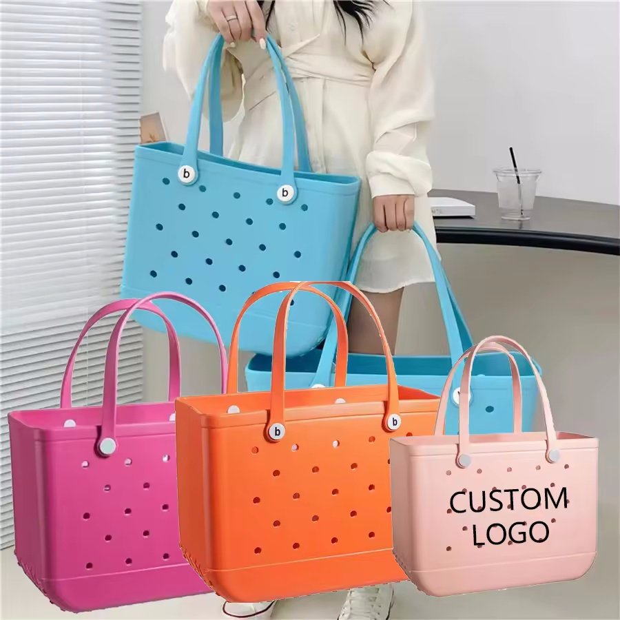 Fine Era Unisex Portable Waterproof Tote Bogg Bag Trend Shopping Eva Beach Tote Bag with Bogg Accessories and Inserts