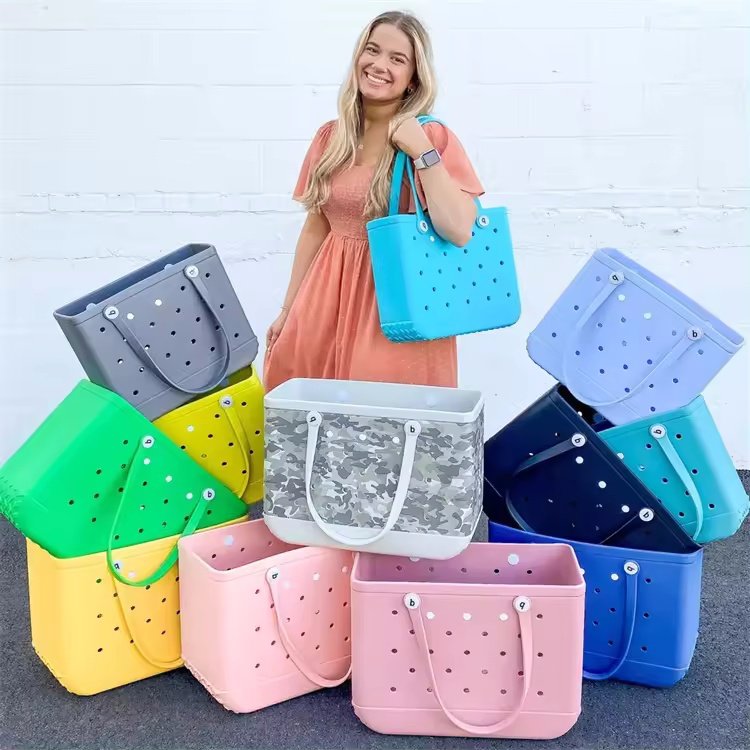 Fine Era Unisex Portable Waterproof Tote Bogg Bag Trend Shopping Eva Beach Tote Bag with Bogg Accessories and Inserts