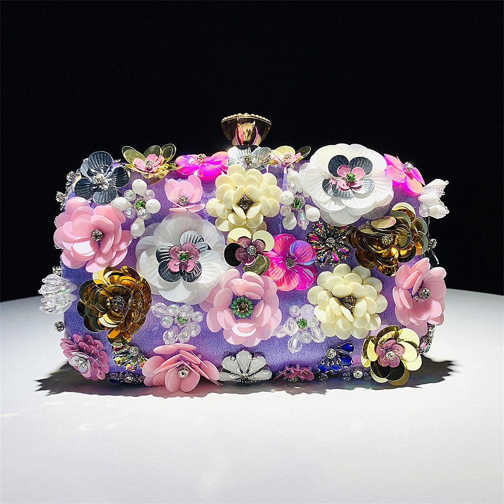 TS Mini Flower Decor Evening Bag Elegant Rhinestone Clutch Bag, Women's Exquisite Dinner Bag For Party For Carnaval