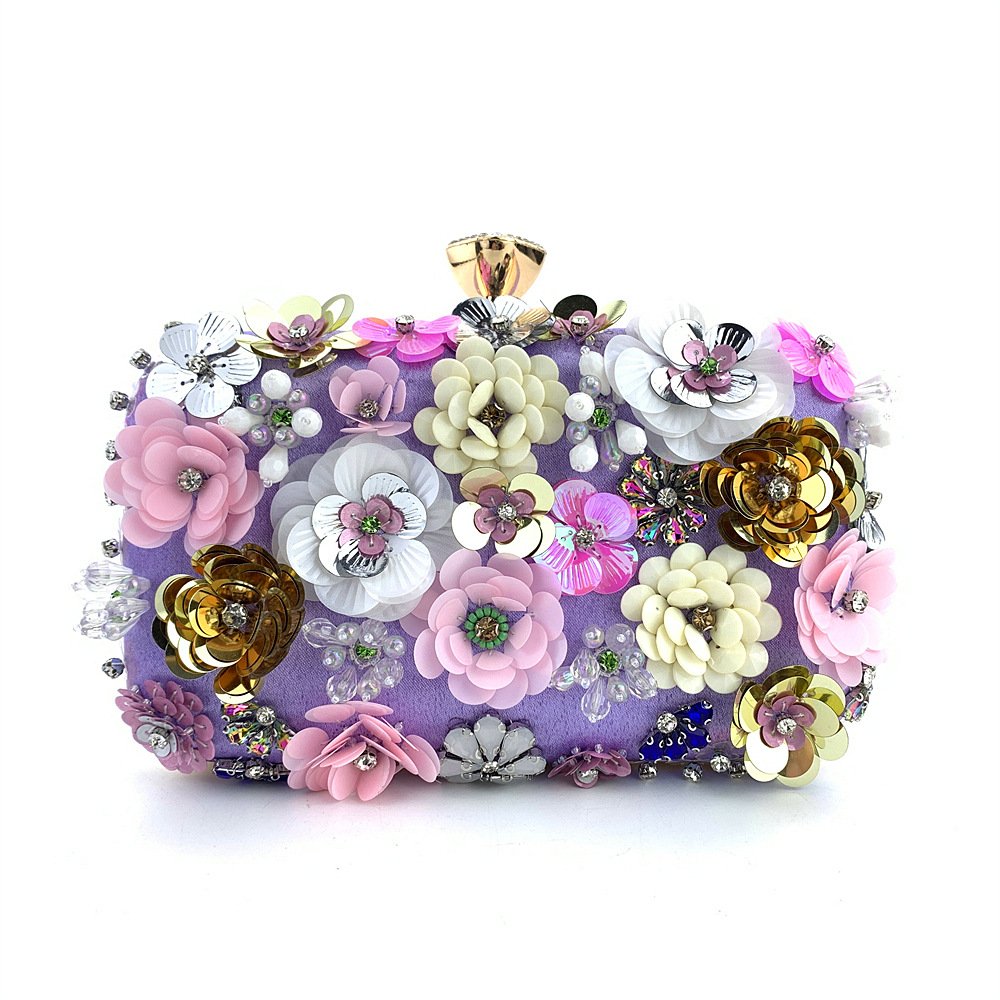 TS Mini Flower Decor Evening Bag Elegant Rhinestone Clutch Bag, Women's Exquisite Dinner Bag For Party For Carnaval