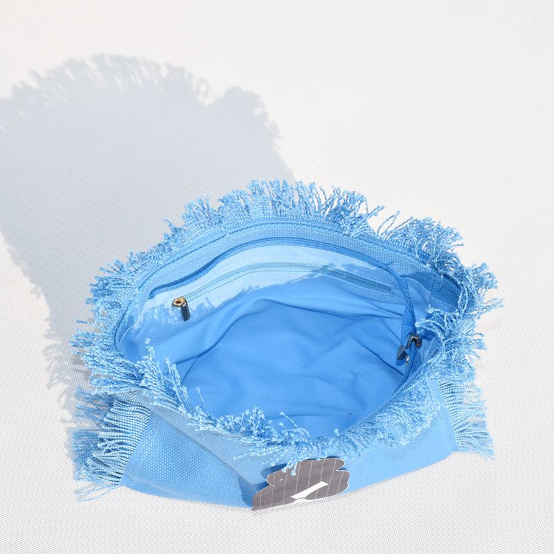2024 Trendy Women Girls Makeup Bag Canvas Tassel Fringe Clutch Bag
